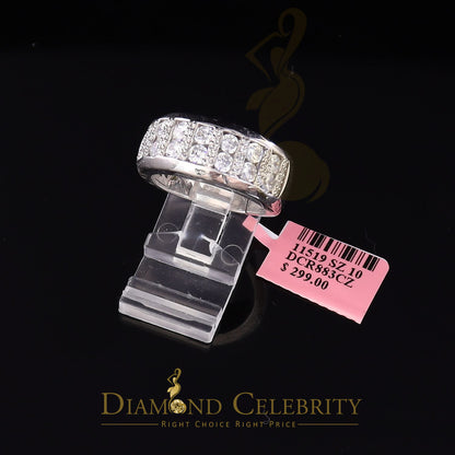 DiamondCelebritees Men's 3.0ct Cubic Zirconia white Silver Round Adjustable Ring From SZ 8 to 10