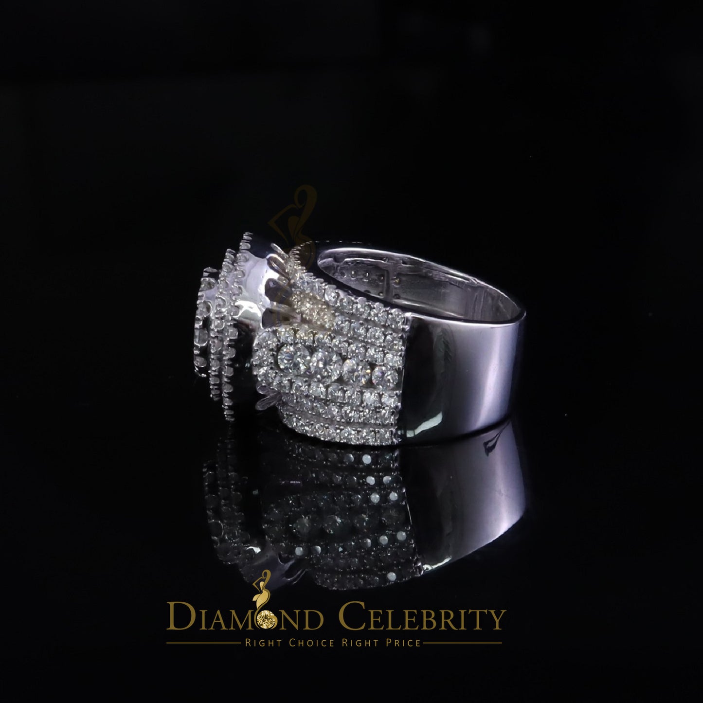 DiamondCelebritees 925 Silver Moissanite Cluster Stone Shape White 4.00ct VVS 'D' Rings SZ 8 Men's