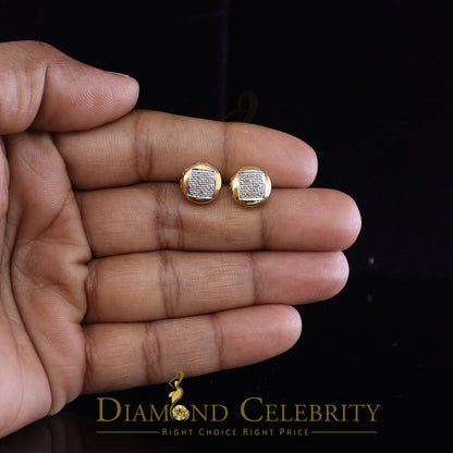DiamondCelebritees 0.15ct Real Diamond 925 Sterling Silver Yellow For Women's & Men's Round Earring