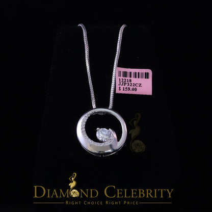 DiamondCelebritees Fancy Circle Shape 2.50ct Sterling Silver White Pendant Cubic Zirconia Stone