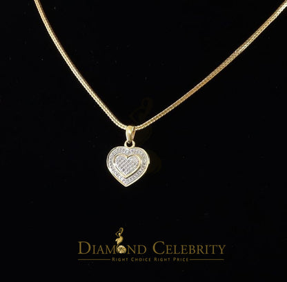 DiamondCelebritees  Real 0.25ct Diamond 925 Sterling Silver HEART Charm Necklace Pendant in Yellow