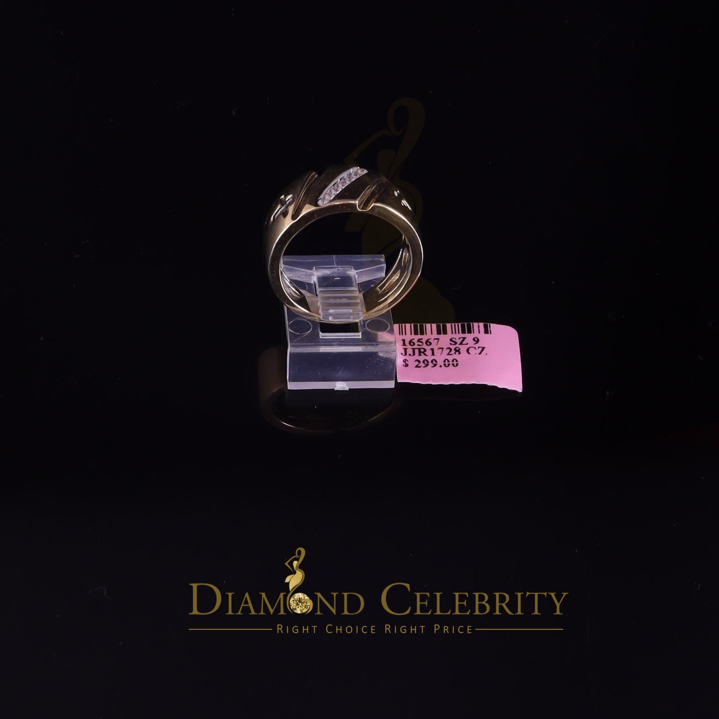 DiamondCelebritees 0.14 ct Sterling Yellow Silver Round 925 CZ Men Rings Engagement Size 9.00