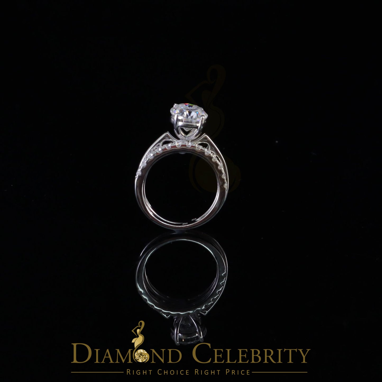 DiamondCelebritees Sterling Silver Mens/ Women Bridal Ring Oval Shape White 5.0ct Moissanite Size 8