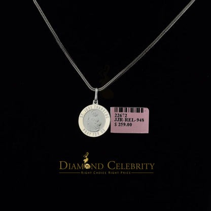 DiamondCelebritees 925 Sterling Silver Men's/Women's Saint Jude Thaddeus Pendant White Religious