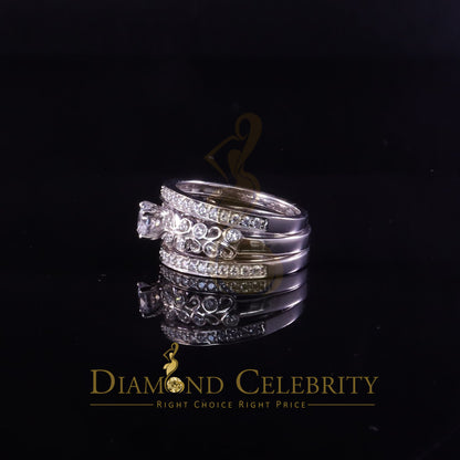 DiamondCelebritees 2.25ct Cubic Zirconia White 925 Sterling Silver Women 3PC Wedding Rings SZ 7