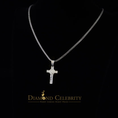 DiamondCelebritees 925 Sterling Silver Men's/Women's Jesus Cross Pendant White Religious