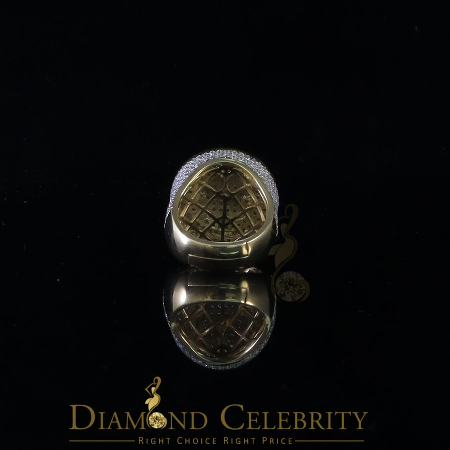 DiamondCelebritees White Sterling Silver11.50ct Cubic Zirconia Men's Adjustable Ring SZ 9.5 to11.5