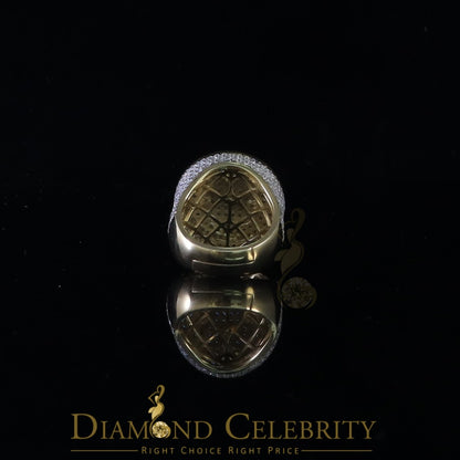 DiamondCelebritees White Sterling Silver11.50ct Cubic Zirconia Men's Adjustable Ring SZ 9.5 to11.5