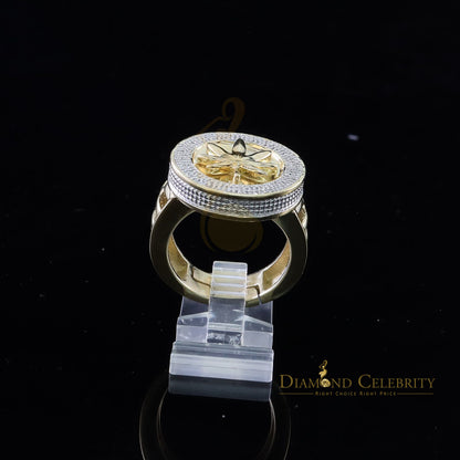0.40ct Diamond with. Yellow Silver Round Mens's Adjustable Ring From SZ 10 to 12