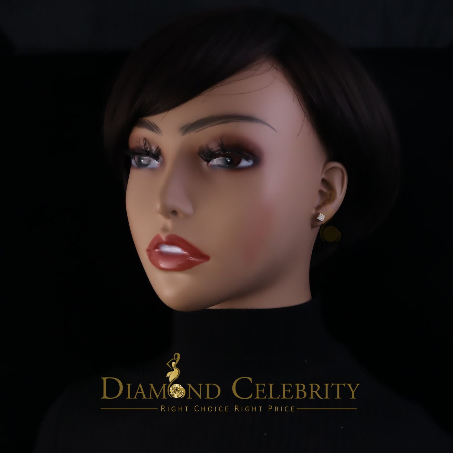 DiamondCelebritees  0.55ct Cubic Zirconia Hip Hop 925 Yellow Silver Women's & Men's Square Earrings