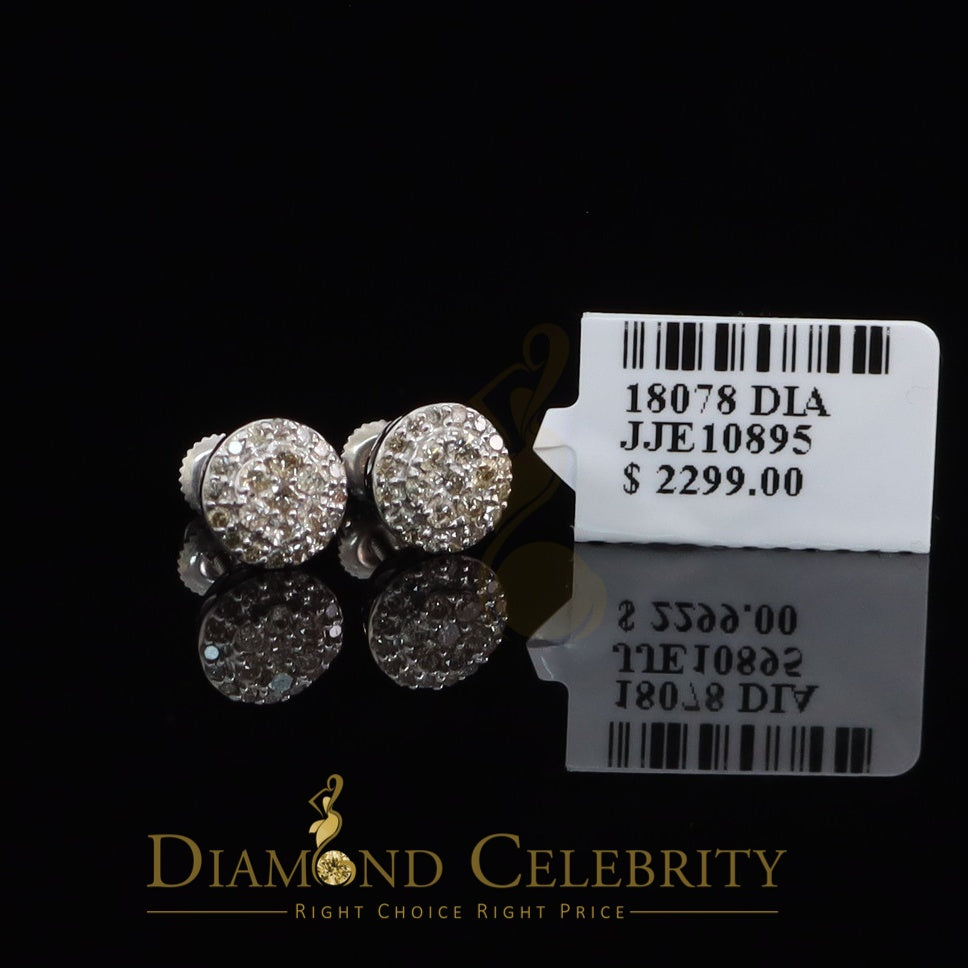 DiamondCelebritees 10K Real White Gold Real Diamond 0.55CT Men's/Women's Stud Round Earring