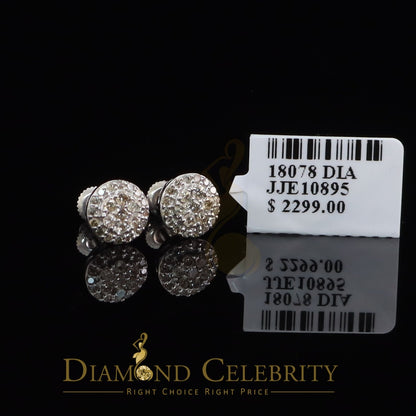 DiamondCelebritees 10K Real White Gold Real Diamond 0.55CT Men's/Women's Stud Round Earring