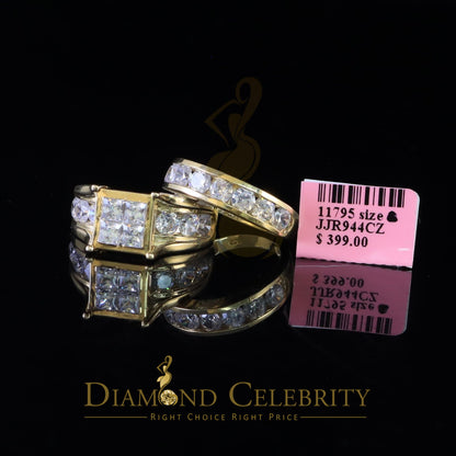 DiamondCelebritees 925 Sterling Yellow Silver 3.50 ct Square Cubic Zirconia Bridal Womens Ring SZ 8