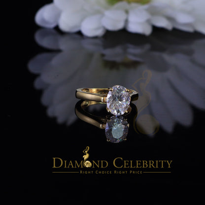 King Of Blings  10K Yellow Gold 2.00CT VVS' 'FL' D clr Oval Cut Solitaire Moissonite Ring S/7
