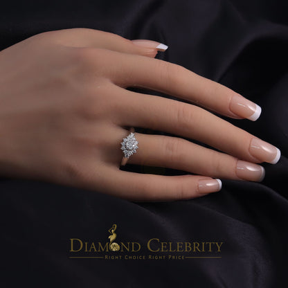 DiamondCelebritees 1.00ct Cubic Zirconia Sterling White Silver Flower Engagement Womens Ring Size 7