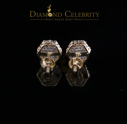 DiamondCelebritees Real Diamond 0.50CT 10K Real Yellow Gold Men's/Women's Stud Round Earring