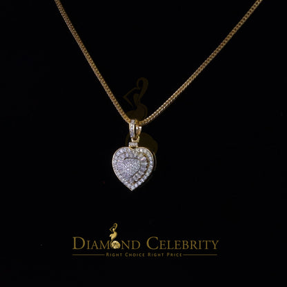 Diamondcelebritees Moissanite Women's Heart Pendant Bagutte & Rd 925 Yellow Silver 1.00ct VVS D