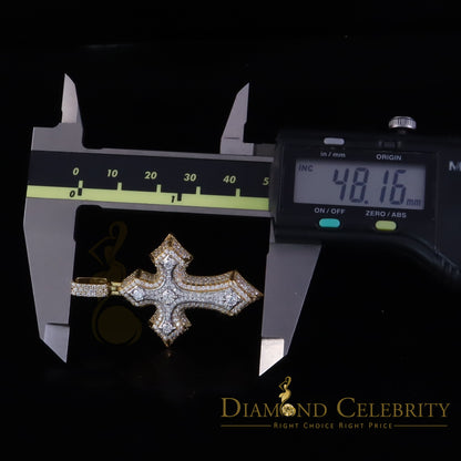 Diamondcelebritees Yellow Sterling Silver Charm Cross Pendant Men & Women 2.50ct VVS D Moissanite
