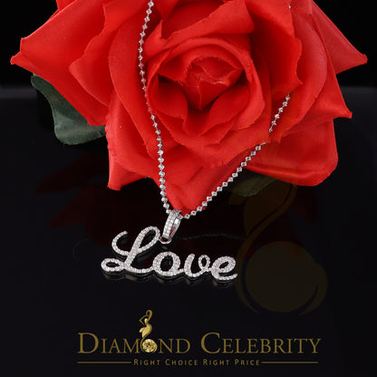 DiamondCelebritees White Attractive" LOVE" Letter 925 Sterling Silver Pendant 2.08ct Cubic Zirconia
