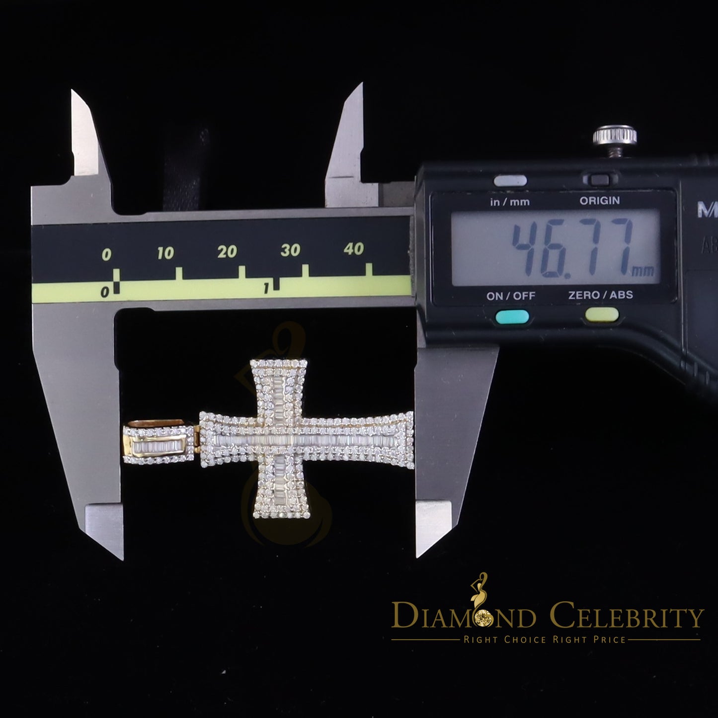 Diamondcelebritees Cross Pendant 925 Yellow Sterling Silver 2.25ct VVS D Clr. Moissanite for Women