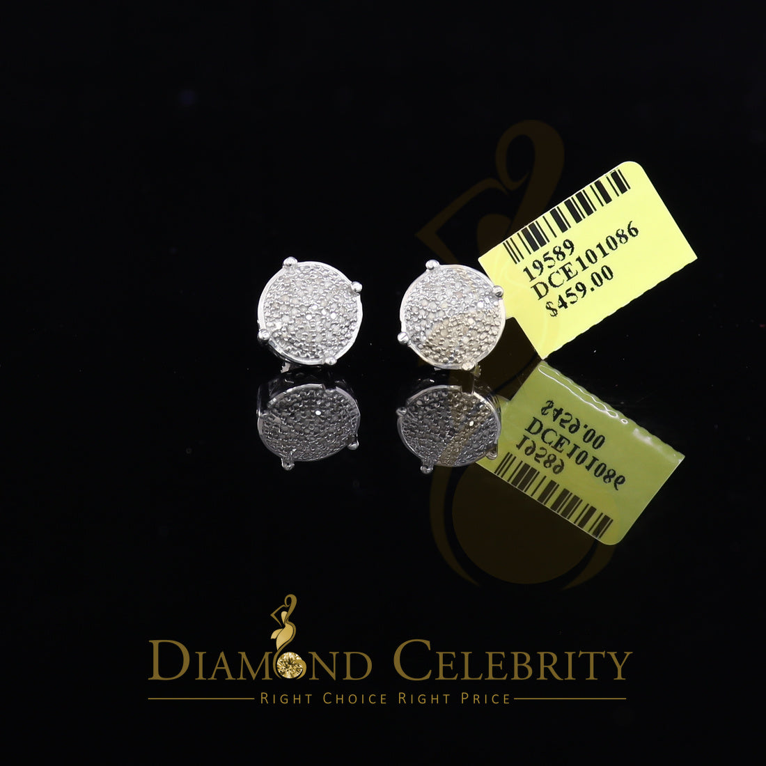 DiamondCelebritees 0.25ct Diamond 925 Sterling Silver White For Men & Women Stud Round Earrings