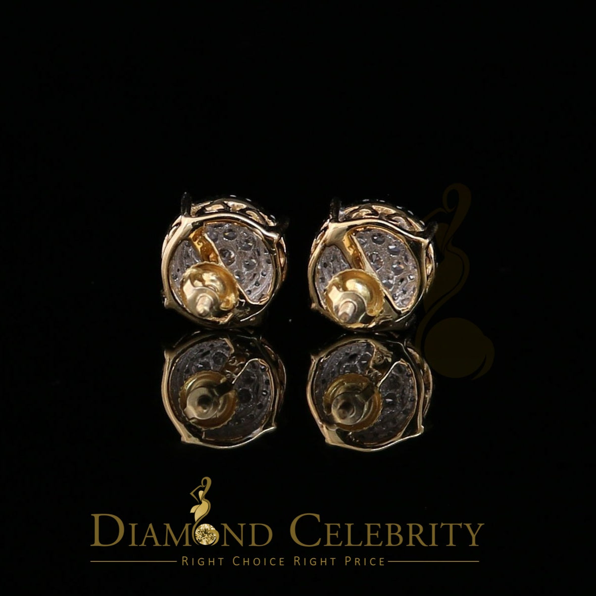 DiamondCelebritees 10K Real Yellow Gold with 0.80CT Real Diamond Men's/Women's Stud Earrings