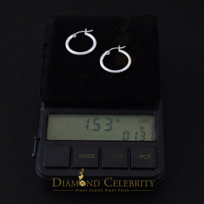 925 Silver Snake Chain Pattern Ribbed Textured Diamond Cut 19mm Hoop Earrings