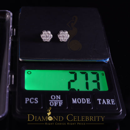 DiamondCelebritees 1.50ct Vvs 'D' Color Genuine Moissanite Stud FLORAL Earrings 10k Real White Gold