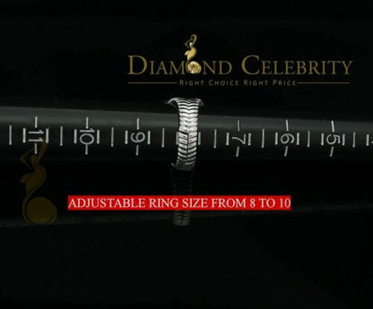 DiamondCelebritees 1.33ct White Silver Square Cubic Zirconia Womens Adjustable Ring From SZ 8 to 10