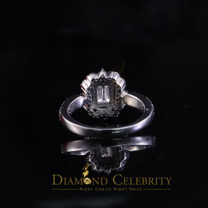 DiamondCelebritees Emerlard Cut White 925 Silver 2.00ct VVS D Moissanite Square Ring SZ 7 for Women