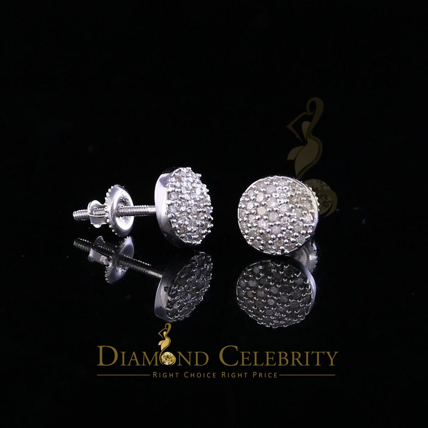 DiamondCelebritees 0.33ct Diamond Genuine 925 Sterling Silver White For Women's Round Earrings