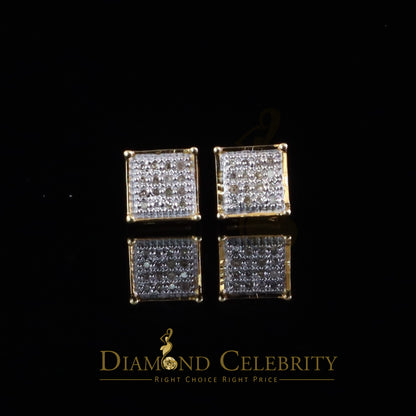DiamondCelebritees 0.10ct Diamond Stud Earrings For Women Yellow 925 Silver Stud For Men