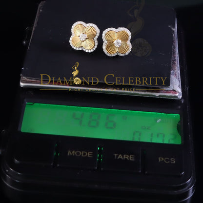 DiamondCelebritees 925 Yellow Silver 0.80ct VVS 'D' Moissanite Square Stud Earring Men's/Womens