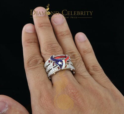 DiamondCelebritees 925 Silver White 1.50ct Cubic Zirconia Texan Wide Band Cocktail Ring Size 10