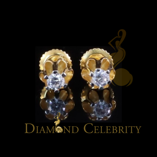DiamondCelebritees Women's 0.10ct round shape buttercup stud earrings made of 925 silver moissanite