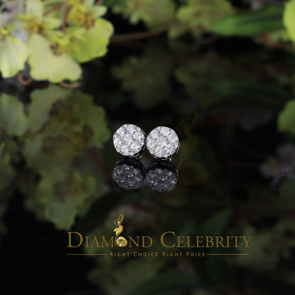 DiamondCelebritees  925 Sterling White Silver Cubic Zirconia Women & Men Round Stud Earrings