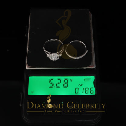 DiamondCelebritees 925 Women's White Silver 1.25ct CZ Round shape 2pcs Bridal /Engagement Ring SZ 7