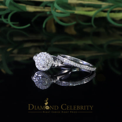 DiamondCelebritees 925 Women's White Silver 1.25ct CZ Round shape 2pcs Bridal /Engagement Ring SZ 7
