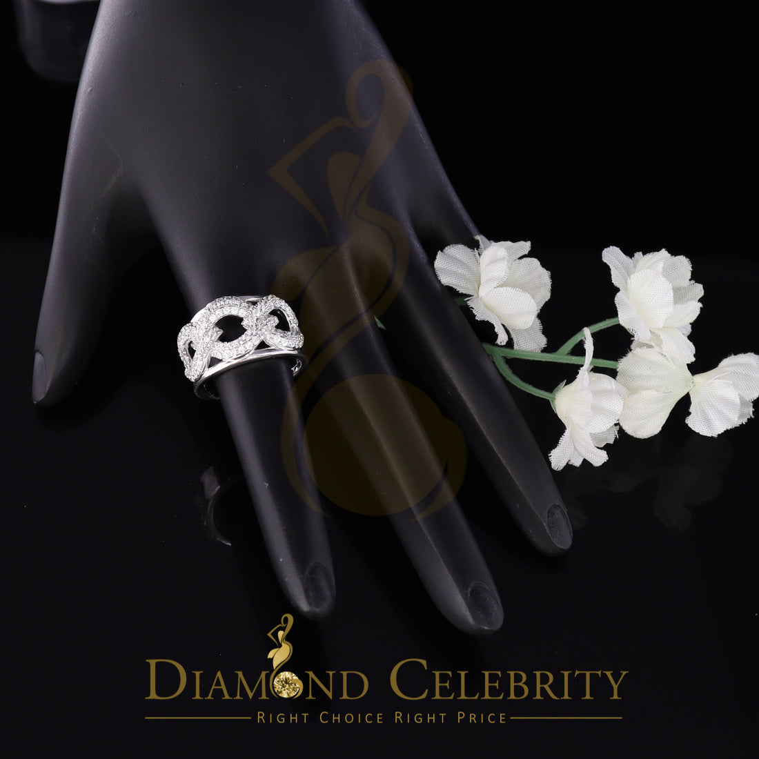 DiamondCelebritees 925 Sterling White Silver Round chain 2.0ct Cubic Zirconia Womens Ring Size 7