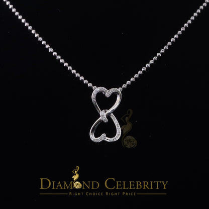 DiamondCelebritees 925 Sterling White Silver Pendant with Dual Heart Shape 0.00ct Cubic Zirconia