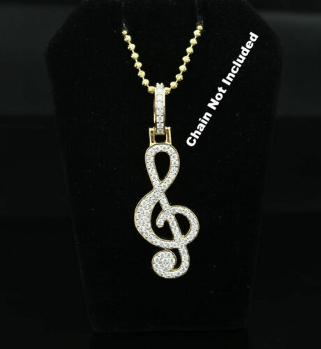 DiamondCelebritees Promise 925 Yellow Sterling Silver MUSIC SIGN Pendant with 2.34ct Cubic Zirconia