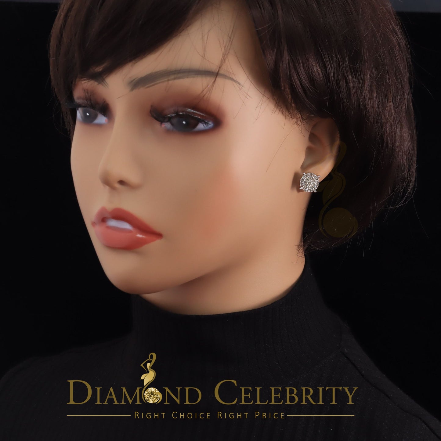 DiamondCelebritees Men's/Women's 10K Real Yellow Gold with 1.20CT Real Diamond Stud Earrings