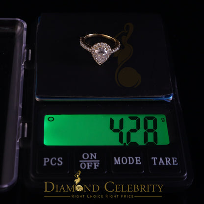 King Of Blings  10K Yellow Gold 2.50CT 'VVS' 'FL' D clr Pear Cut Moissonite Womens Ring Size 7