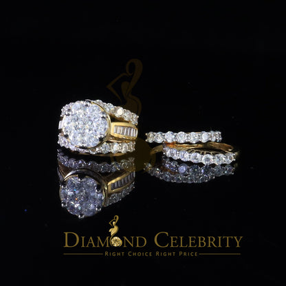 DiamondCelebritees Yellow Silver 14.00ct Cubic Zirconia Ring Multi Row Bridal Womens Ring Size 8