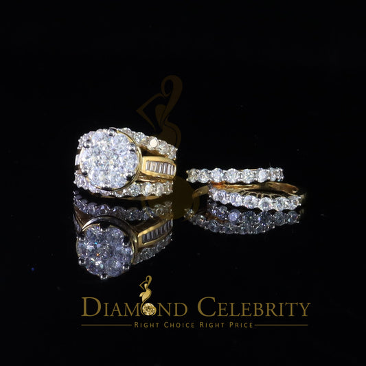 DiamondCelebritees Yellow Silver 14.00ct Cubic Zirconia Ring Multi Row Bridal Womens Ring Size 8
