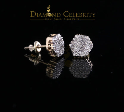 DiamondCelebritees Real Diamond 0.50CT 10K Real Yellow Gold Men's/Women's Stud Round Earring