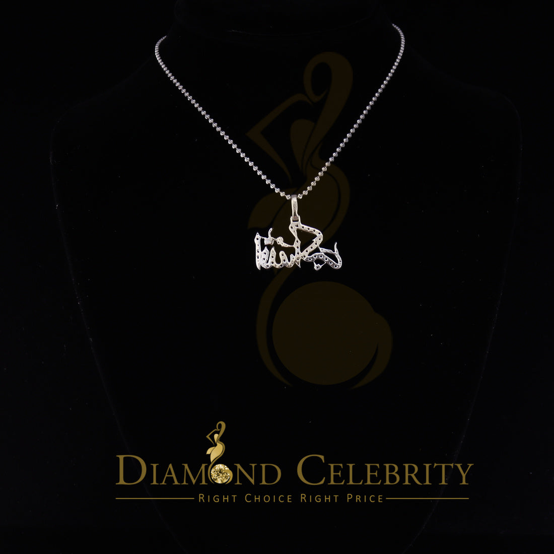 DiamondCelebritees White 925 Sterling Silver with allah-hu-Akbar Pendant 5.70ct Cubic Zirconia