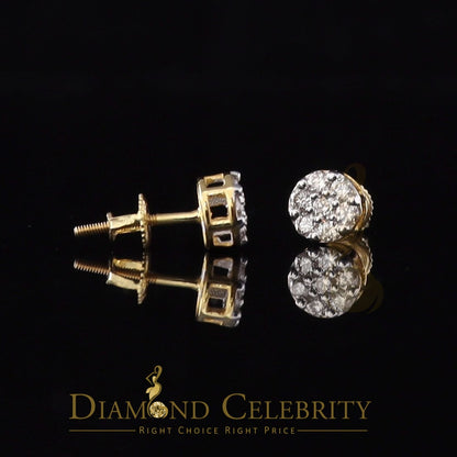DiamondCelebritees 0.50 CT Real Diamond with 10K Real Yellow Gold with Round Stud Earrings