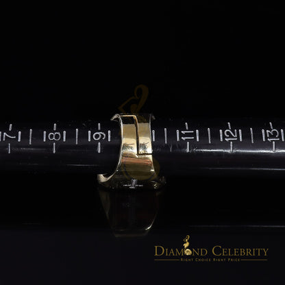 Men's 0.25CT Silver Diamond Yellow Square Adjustable Ring From Size 10 to 12