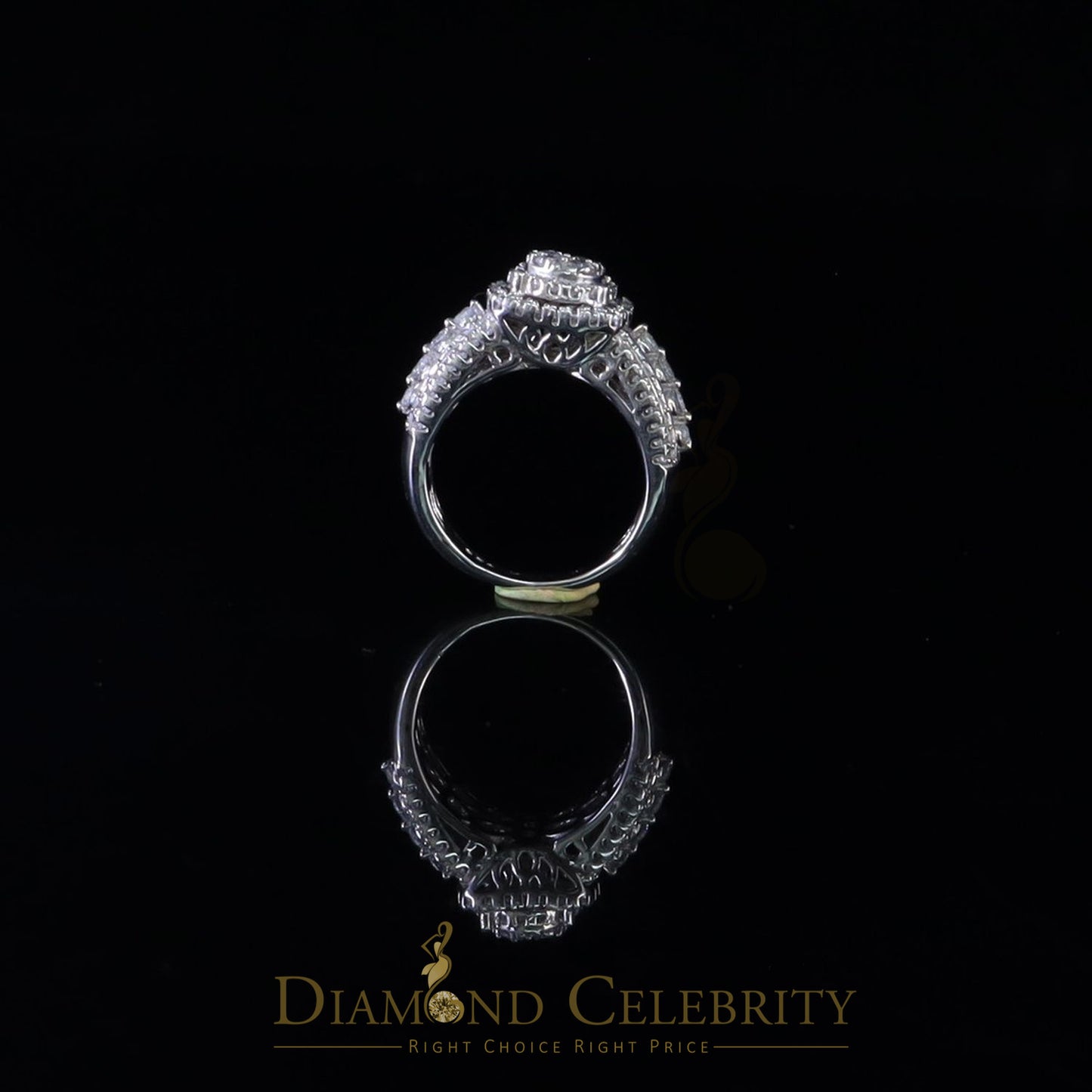 DiamondCelebritees White Sterling Silver 3.50ct Round Cubic Zirconia Double Bridal Womens Ring SZ7